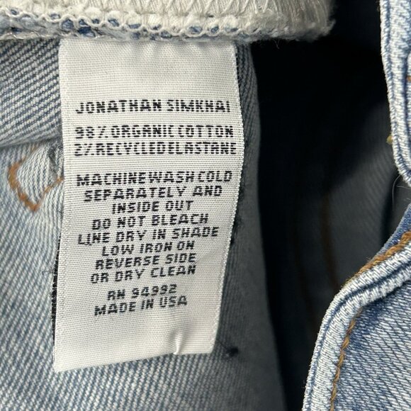Jonathan Simkhai Women’s 27R Straight Leg Denim Jeans Organic Cotton Distressed - Picture 8 of 15